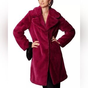 NWOT Avec Les Filles Faux Fur Coat Burgandy XL